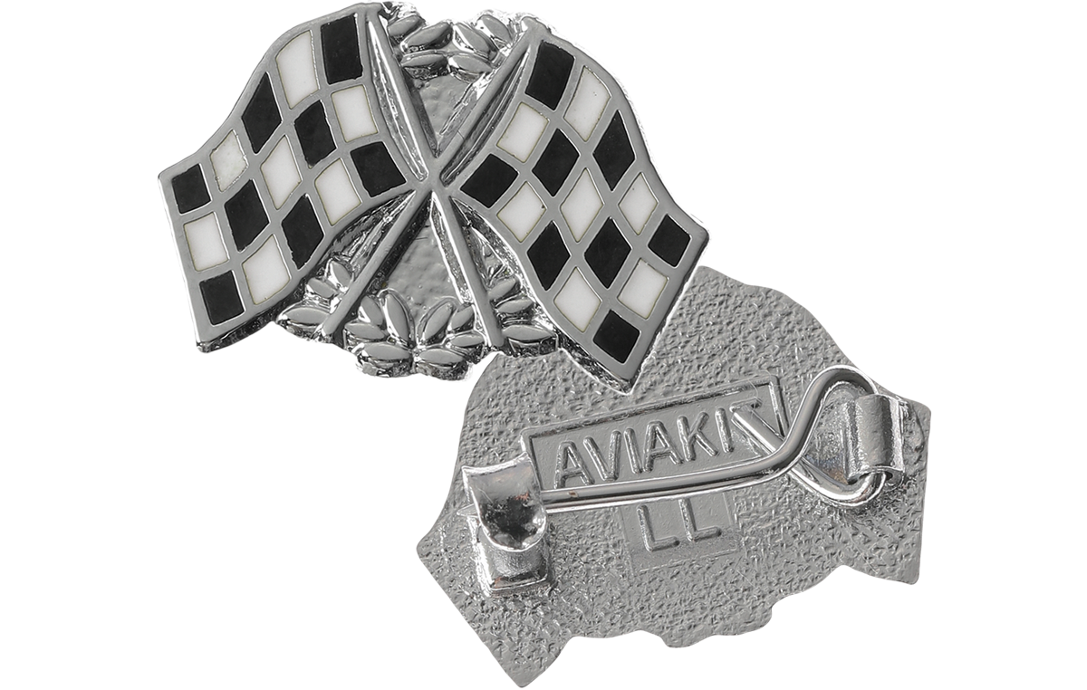 Twin Racing Flags Badge 40
