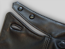 Neck and button detail  in Cow hide